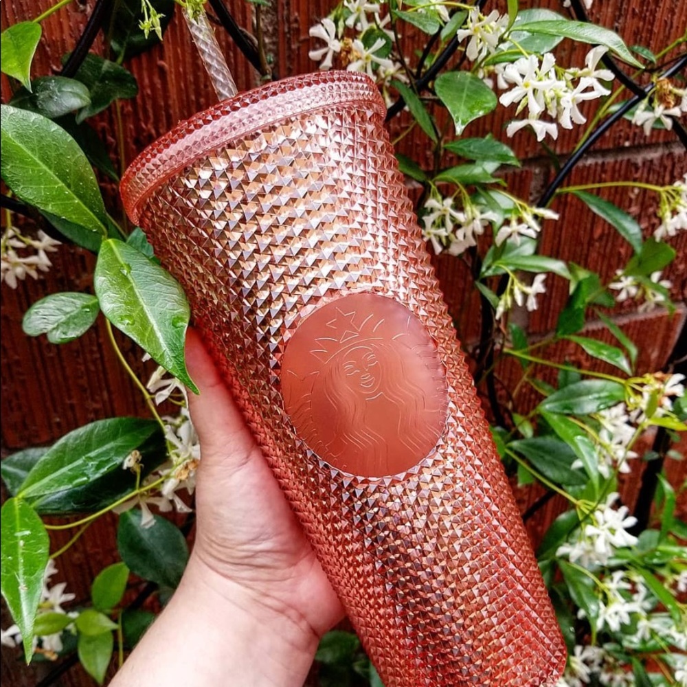 Starbucks studded rose gold pink tumbler